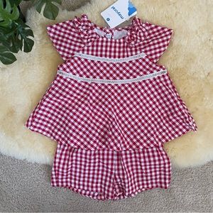 Cyber Monday Sale NWT Mayoral romper red and white checkered sz 24 months/ 2 T